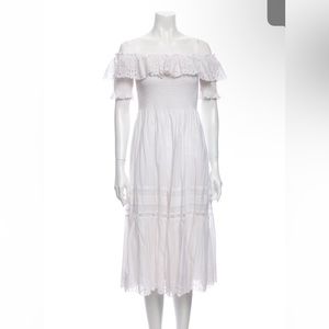 🐚REBECCA TAYLOR🐚Off the Shoulder White Eyelet Sundress. Size 4. OFFERS WELCOME